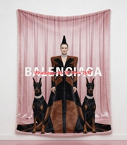 Balenciaga Luxury Fashion Editorial with Dobermans Flannel Throw Blanket for Sofa Wall Decor BA128